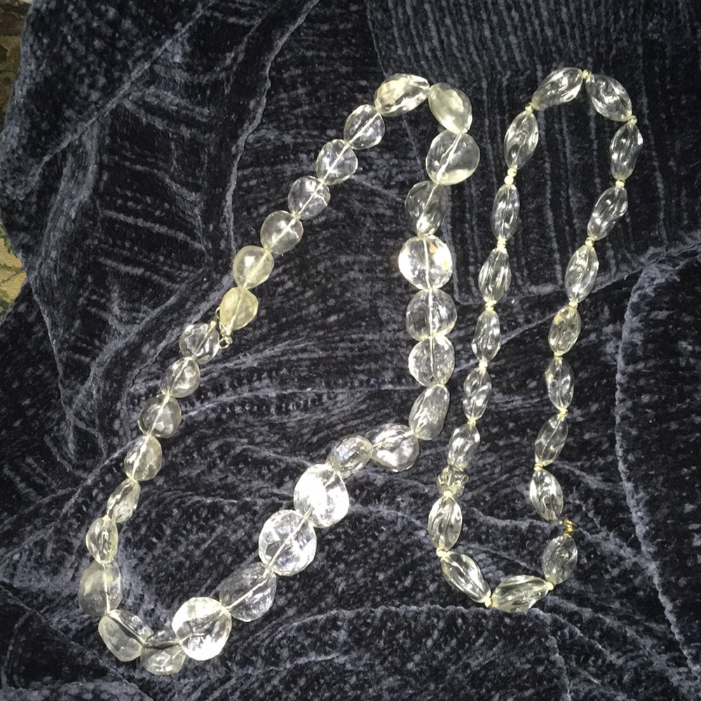 VTG 22” Lucite gem necklace & 24”Lucite Gem Necklace Bundle Big Stones BOHO